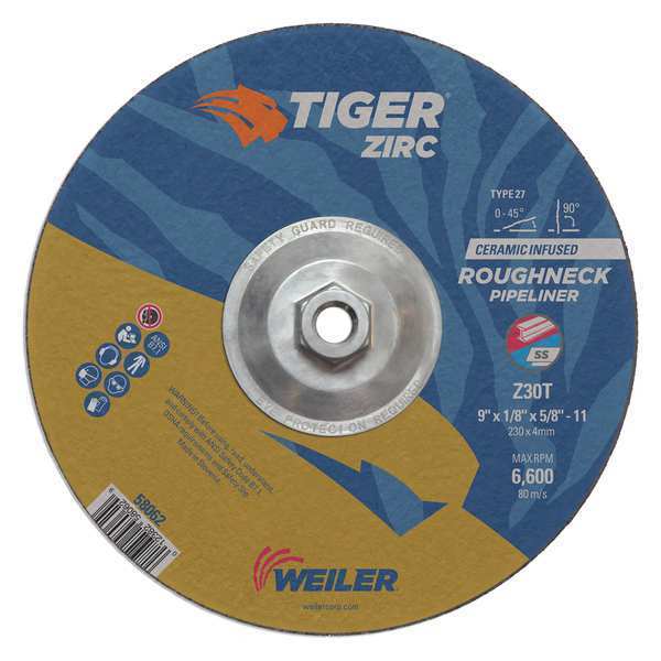Weiler Combo Wheel, Type 27, 0.125 in Thick, Zirconia Alumina 58095