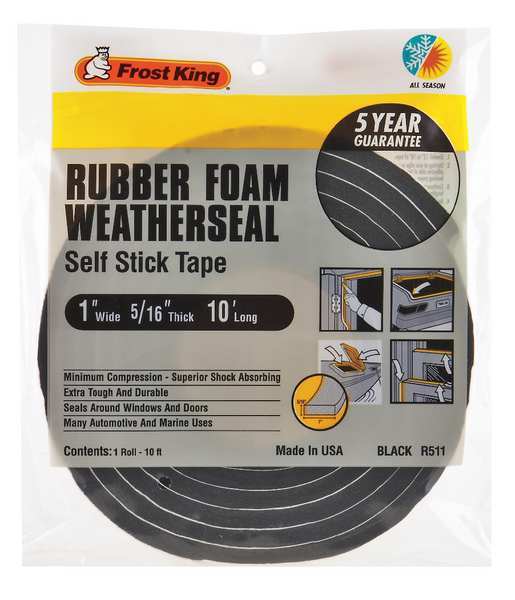 Frost King Sponge Rubber Foam Tape, 1In.x10 ft, 8 mil R511H
