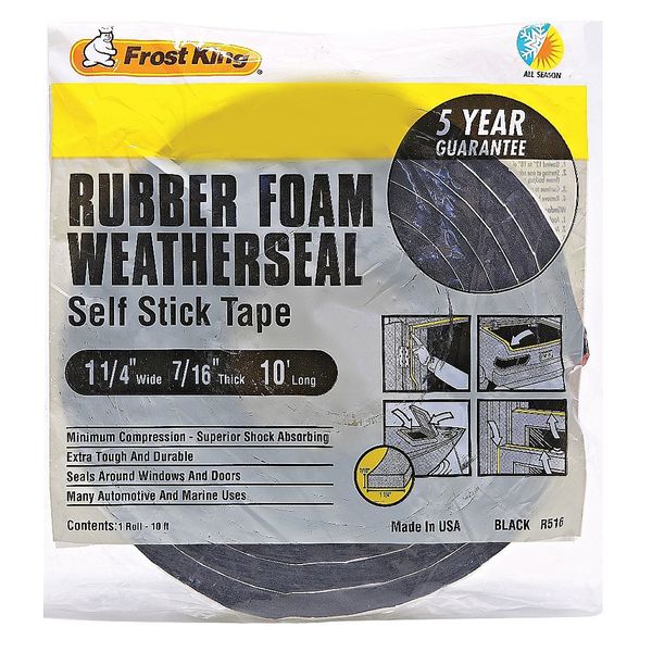 Frost King Sponge Rubber Foam Tape, 1-1/4In.x10 ft. R516H