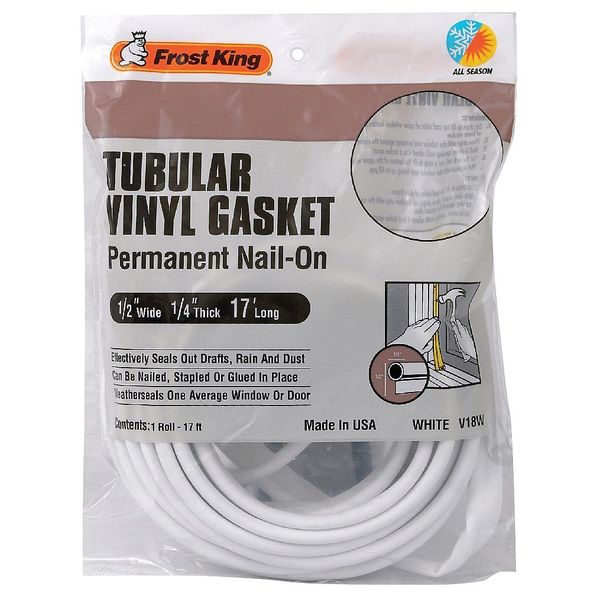 Frost King Weatherstrip, 17 ft, White, Hardware: Included V18WH