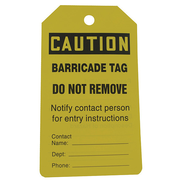 Zoro Select Caution Tag, 5-3/4 x 3-1/4, PK25 43Z347