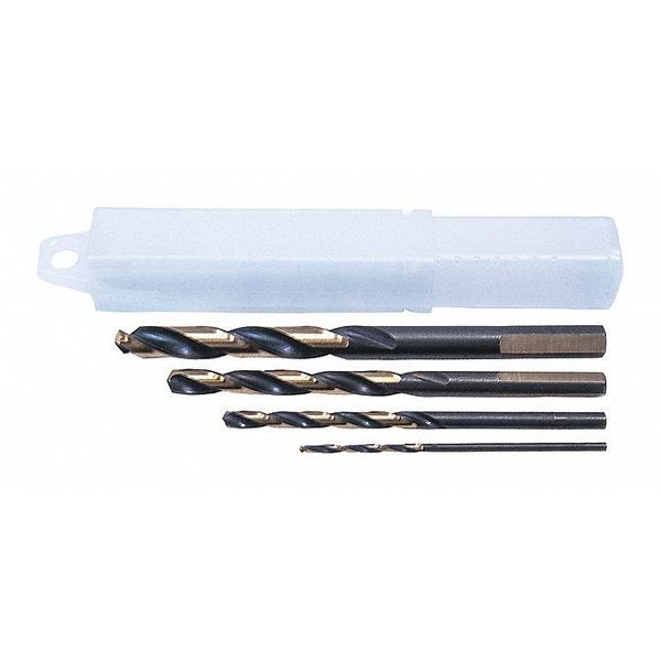 Cle-Line 4PC 135° Heavy-Duty Mechanics Length Drill Set Cle-Line 1875R Black & Gold HSS 1/16-1/4 C22310