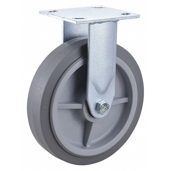 Zoro Select Plate Caster, 8" Wheel Dia., 600 lb., Gray 435X92