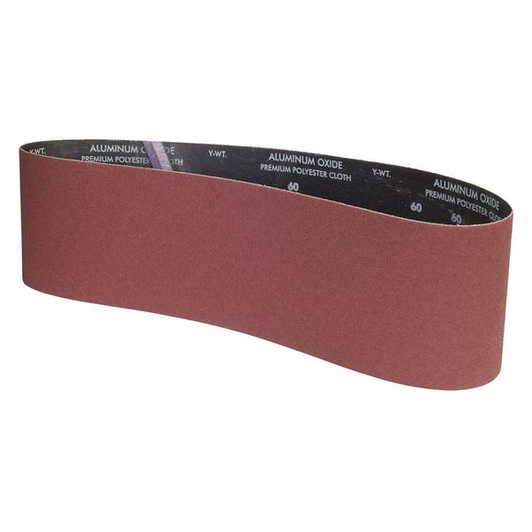 Zoro Select Sanding Belt, Coated, 6 in W, 48 in L, P60 Grit, Medium, Aluminum Oxide, YP0998W, Black 78072775311