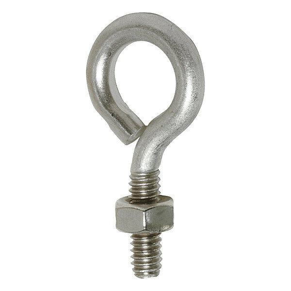 Bird Barrier Eye Bolt with Nut, 1" L, Silver, PK10 nb-eb20