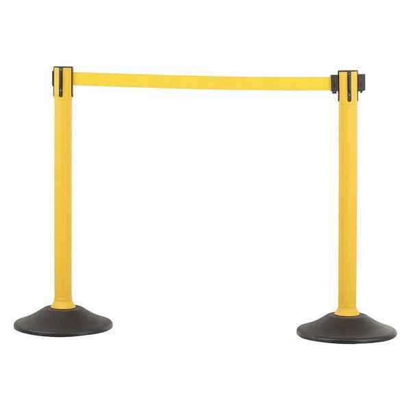 Us Weight Barrier Post with Belt, HDPE, Yellow, PR U2055YEL
