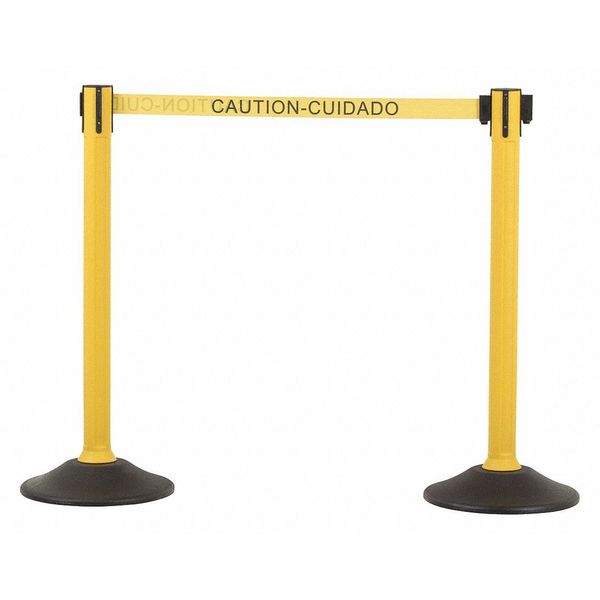Us Weight Barrier Post with Belt, HDPE, Yellow, PR U2055CAU