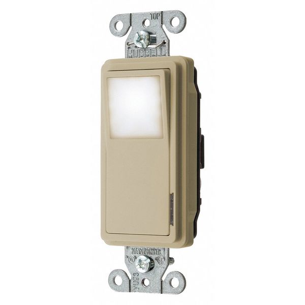Hubbell Wall Switch, Rocker Style, Ivory, 1/2 HP DS120NLIV