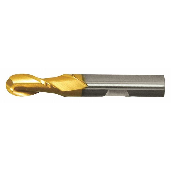 Cleveland 2-Flute HSS Ball Nose Single End Mill Cleveland HG-2B-TN TiN 7/16x1/2x1x3-1/4 C39015