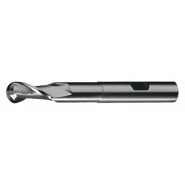 Cleveland 2-Flute HSS Extended Neck Ball Nose Single End Mill Cleveland HGN-2B Bright 1/4x3/8x5/8x3-1/16 C42163