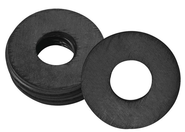 Zoro Select Grease Fitting Washer, 1/4 In., Black, PK25 44C504