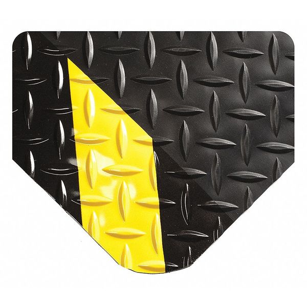 Wearwell Diamond-Plate Spongecote Mat, Black/Yellow, 40 ft. L x 3