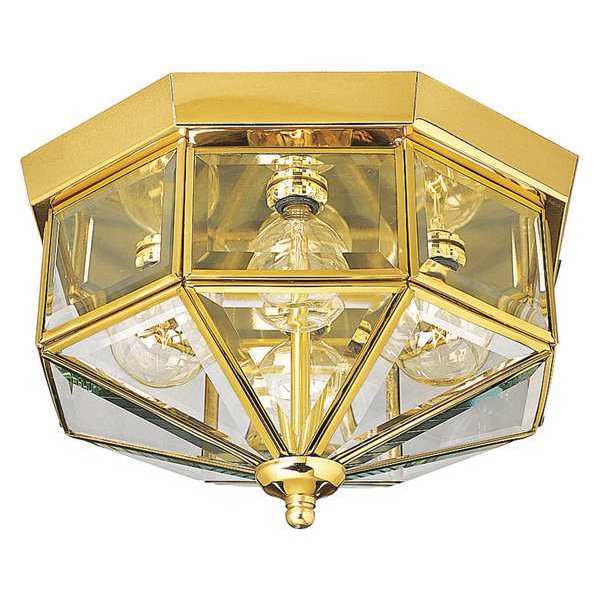 Progress Lighting Beveled Glass 4-Light Close-to-Ceiling, 25 W, Polished Brass P5789-10