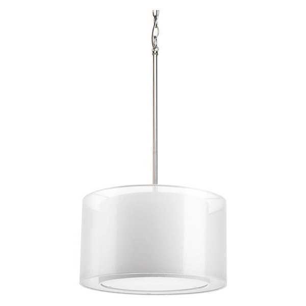 Progress Lighting Cuddle 1-Light Mylar Drum Pendant, 100 W, Brushed Nickel P5036-09