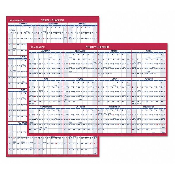 AtAGlance 24 x 36" Reversible Yearly Wall Calendar PM21228 Zoro