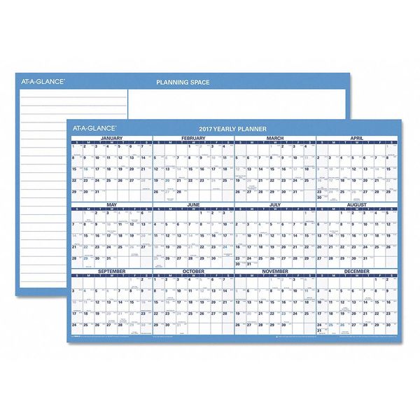 At-A-Glance Erasable Yearly Wall Calendar, Blue PM200-28