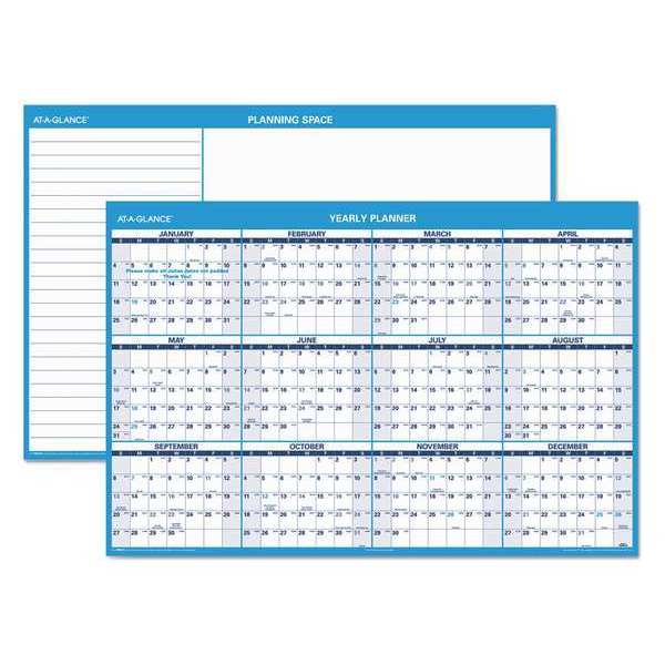 AtAGlance Erasable Yearly Wall Calendar, Blue PM30028 Zoro