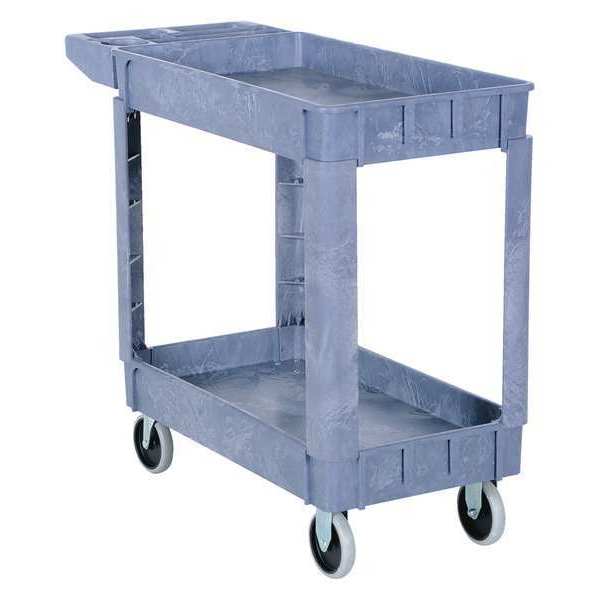 Vestil Plastic Utility Cart, 2 Shelves, 17.5 x 31, Foam Plastic, 2 Shelves, 550 lb PLSC-2-1731