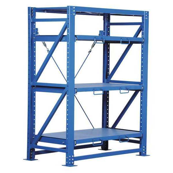 Vestil Roll Out Shelving Unit, 32"D x 57"W x 80"H, 3 Shelves, Blue VRSOR-54