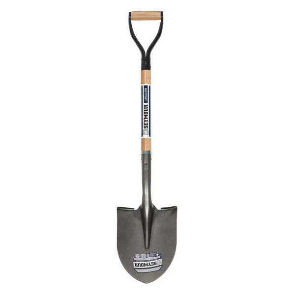 Seymour Midwest #2 16 ga Forward Turn Step Round Point Shovel, Steel Blade, 30 in L Natural Hardwood Handle 49151
