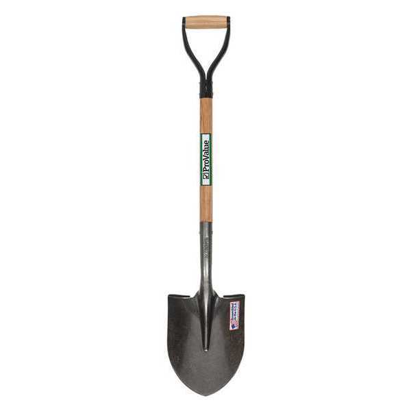 Seymour Midwest #2 16 ga Round Point Shovel, Steel Blade, 26 in L Natural Hardwood Handle 49131