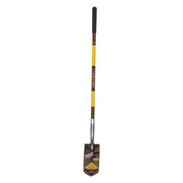 Structron 14 ga Forward Turn Step Trenching Shovel, Steel Blade, 48 in L Yellow Premium Fiberglass Handle 89185