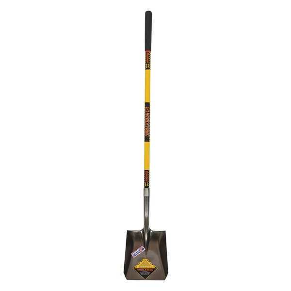 Structron #2 14 ga Square Point Shovel, Steel Blade, 48 in L Yellow Premium Fiberglass Handle 49732