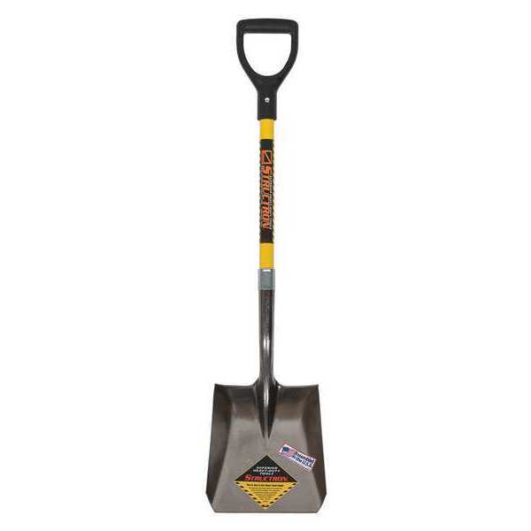 Structron #2 14 ga Rear Rolled Step Square Point Shovel, Steel Blade, 29 in L Yellow Premium Fiberglass Handle 49742