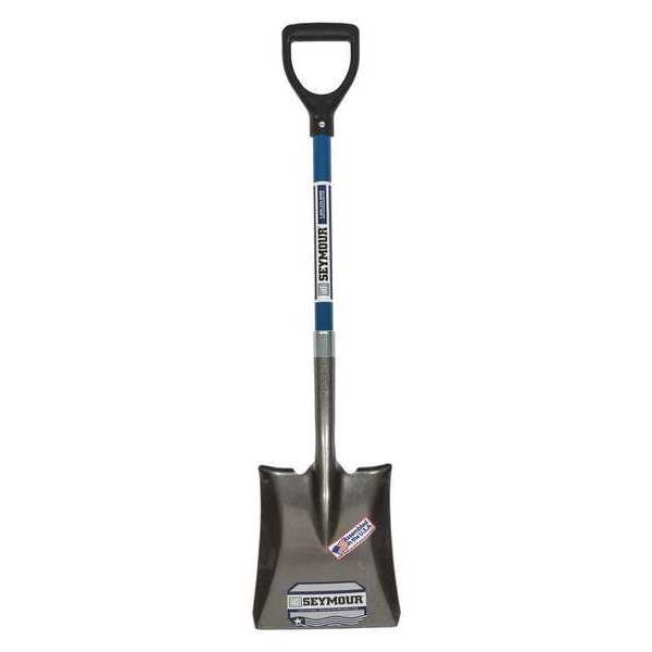 Seymour Midwest #2 16 ga Square Point Shovel, 26 in L Blue Professional Grade Fiberglass Handle 49462