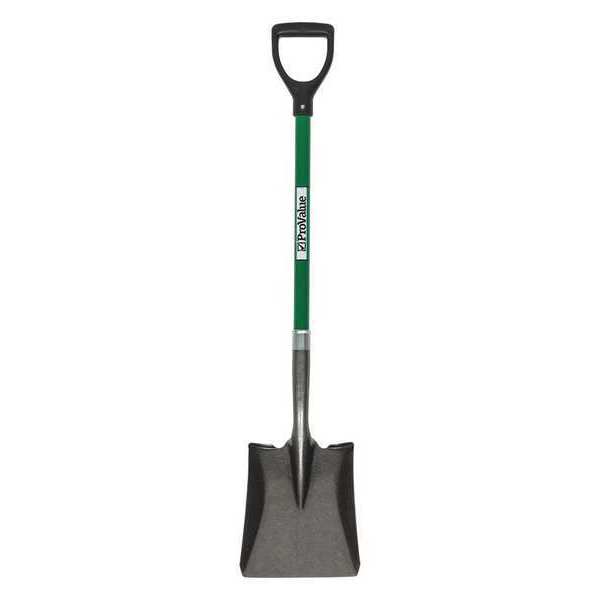 Seymour Midwest #2 16 ga Forward Turn Step Square Point Shovel, 26 in L Green Durable Fiberglass Handle 49433