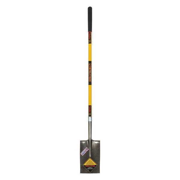 Structron #2 14 ga Rear Rolled Step Garden Spade Shovel, Steel Blade, 48 in L Yellow Premium Fiberglass Handle 49733
