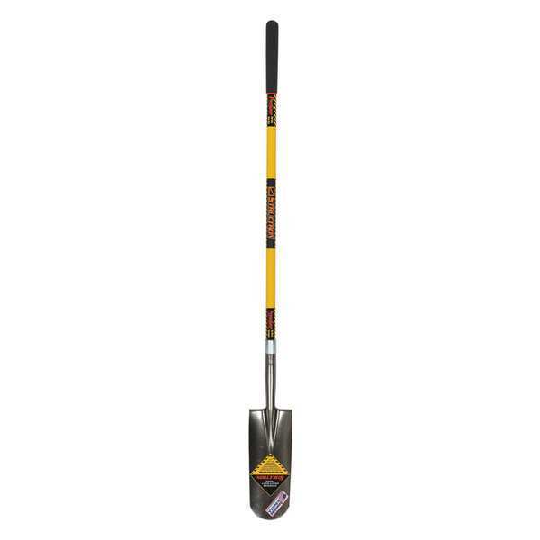 Structron 14 ga Rear Rolled Step Drain Spade Shovel, Steel Blade, 48 in L Yellow Premium Fiberglass Handle 49736