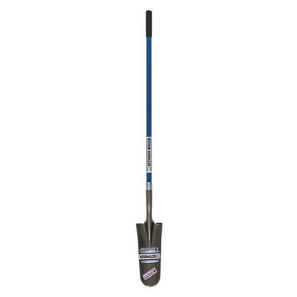 Seymour Midwest 14 ga Drain Spade Shovel, Steel Blade, 47 in L Black/Blue Industrial Grade Fiberglass Handle 49456