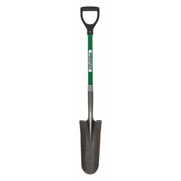 Seymour Midwest 16 ga Forward Turn Step Drain Spade Shovel, 26 in L Green Durable Fiberglass Handle 49437