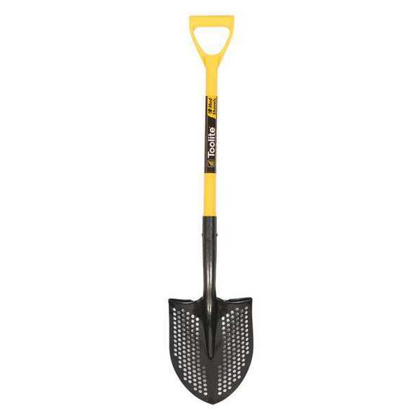 Toolite #2 14 ga Round Point Shovel, Steel Blade, 29 in L Yellow Polymer with Fiberglass Core Handle 49541