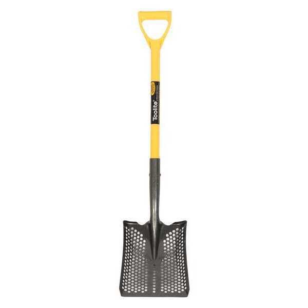 Toolite #2 14 ga Square Point Shovel, Steel Blade, 29 in L Yellow Polymer Jacket with Fiberglass Core Handle 49543