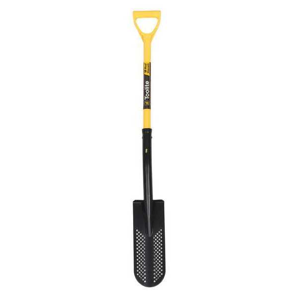 Toolite 14 ga Drain Spade Shovel, Steel Blade, 29 in L Yellow Polymer with Fiberglass Core Handle 49547