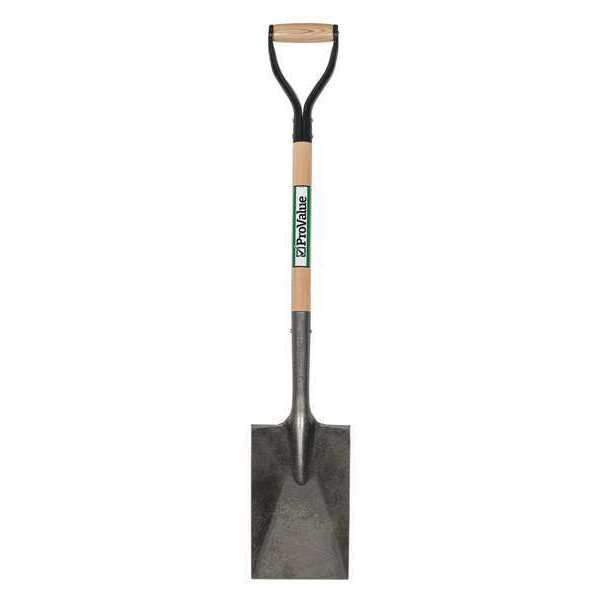 Seymour Midwest 16 ga Rear Rolled Step Garden Spade Shovel, Steel Blade, 26 in L Natural Hardwood Handle 49134