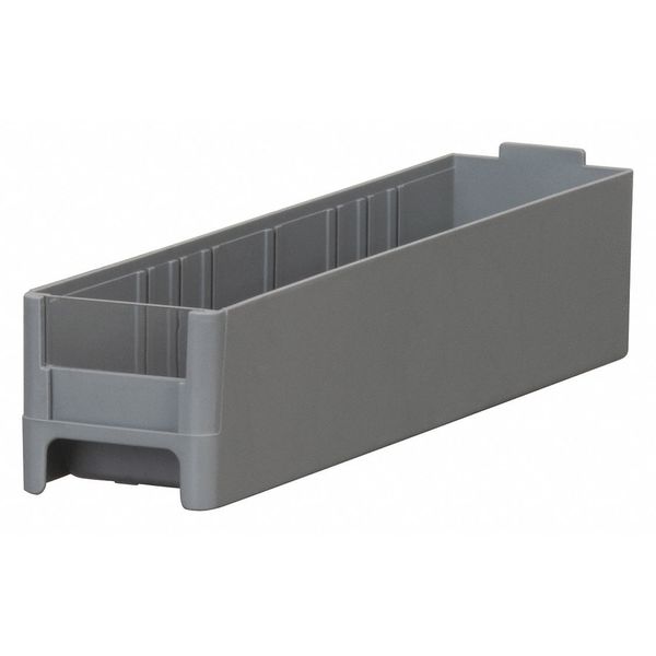 Akro-Mils 3 lb Shelf Storage Bin, Industrial Grade Polymer, 2-3/16 in W, 2.0625 in H, Gray, 10.5625 in L 20228