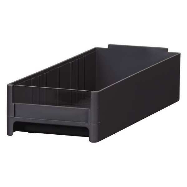 Akro-Mils 6 lb Shelf Storage Bin, Industrial Grade Polymer, 4 in W, 2.125 in H, Black, 10.5625 in L 20416BLK