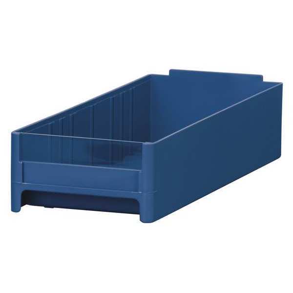 Akro-Mils 6 lb Shelf Storage Bin, Industrial Grade Polymer, 4 in W, 2.125 in H, Blue, 10.5625 in L 20416BLU