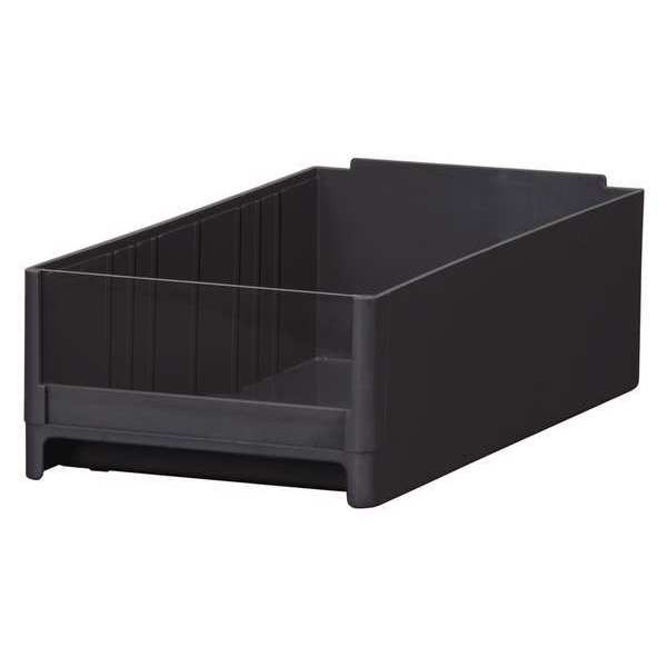 Akro-Mils 10 lb Shelf Storage Bin, Industrial Grade Polymer, 5-3/16 in W, 3.0625 in H, 10.5625 in L, Black 20909BLK