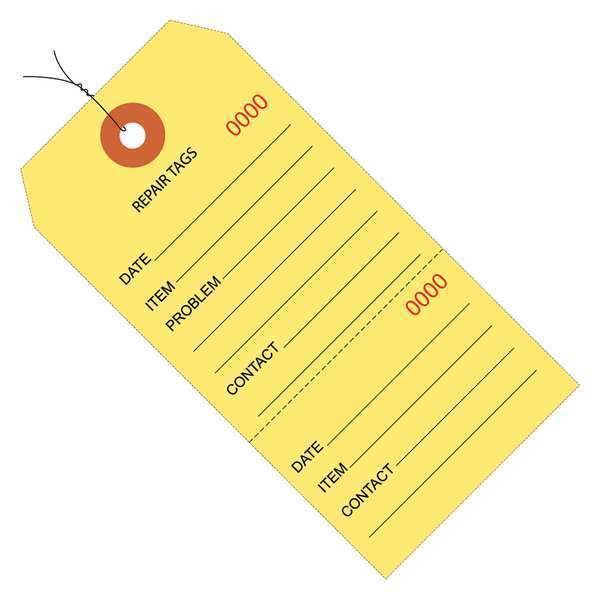 Partners Brand Repair Tags, Consecutively Numbered, Pre-Wired, 4 3/4" x 2 3/8", Yellow, 1000 /Case G26200W