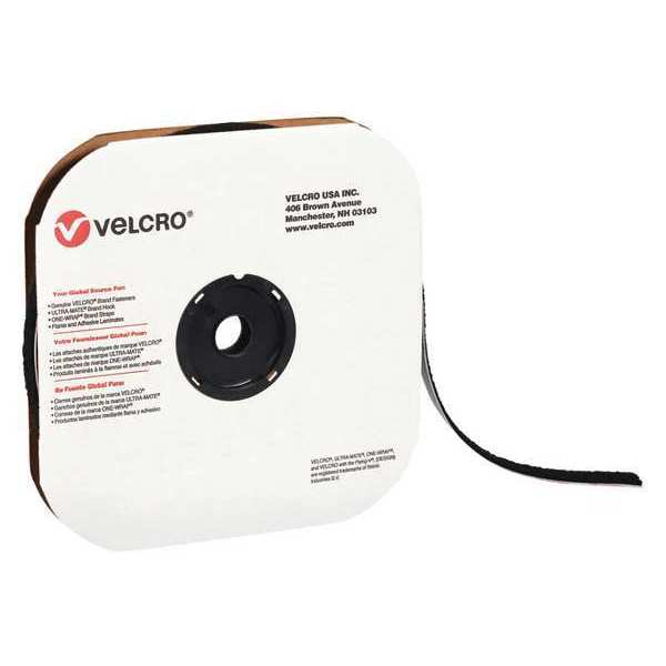 Velcro Brand Tape, Strips, Hook, 1/2"x75ft., Blk, 75', 1/2" Wd, Black VEL154