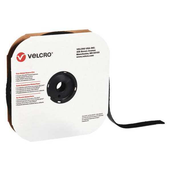 Velcro Brand Tape, Strips, Hook, 1"x75ft., Blk, 75', 1" Wd, Black VEL133