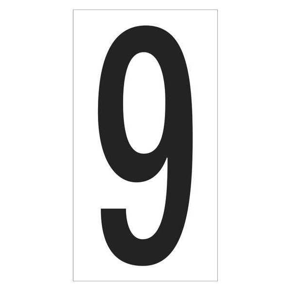 Partners Brand Vinyl Warehouse Number Labels, "9", 3 1/2", Black/White, 50/Case DL9309