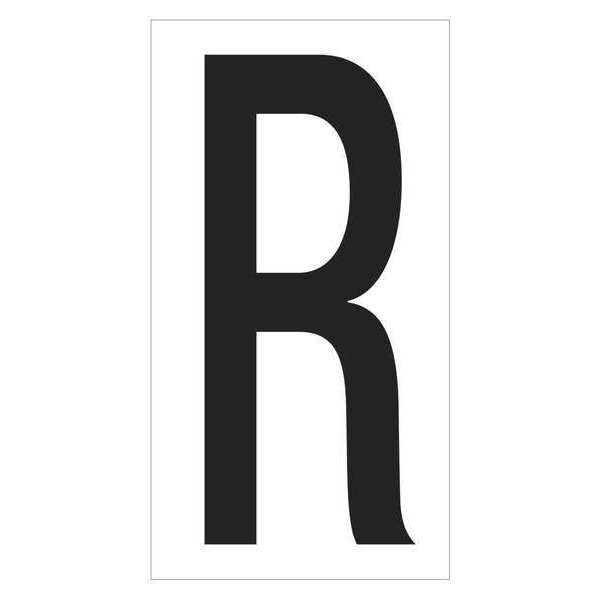 Partners Brand Vinyl Warehouse Letter Labels, "R", 3 1/2", Black/White, 50/Case DL9310R