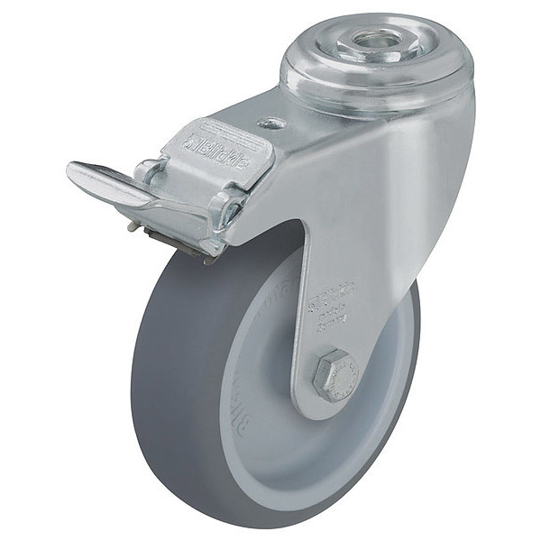 Zoro Select Kingpin Swivel Caster, Therm Rubber, 5 in, 265 lb LKRXA-TPA 126G-FI