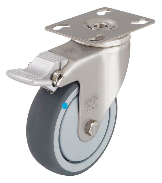 Zoro Select Swivel Plate Caster, Therm Rubber, 5 in, 264 lb LKPXA-TPA 126G-FI