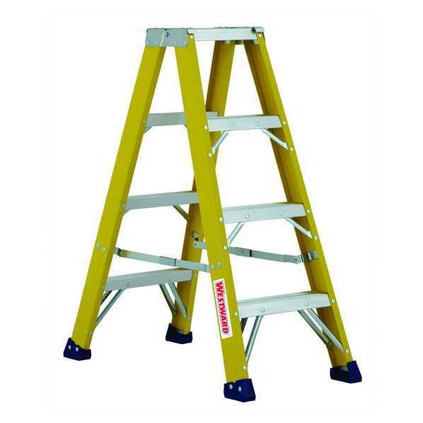 Westward 4 ft Fiberglass Twin Stepladder, 375 lb Capacity 44YY09